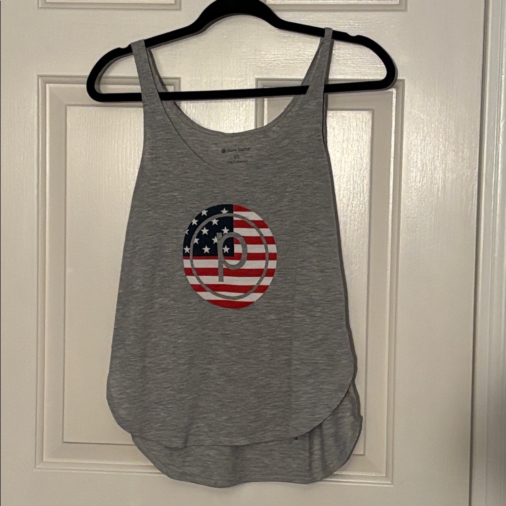 Gray American Flag Pure Barre Tank Top